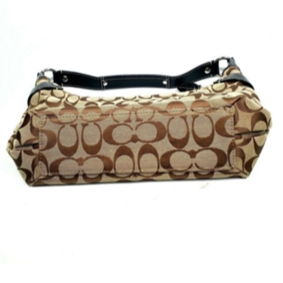 Stunning Coach Signature Beige and Brown Canvas and Leather Hobo Boat Bag - Picture 5 of 14